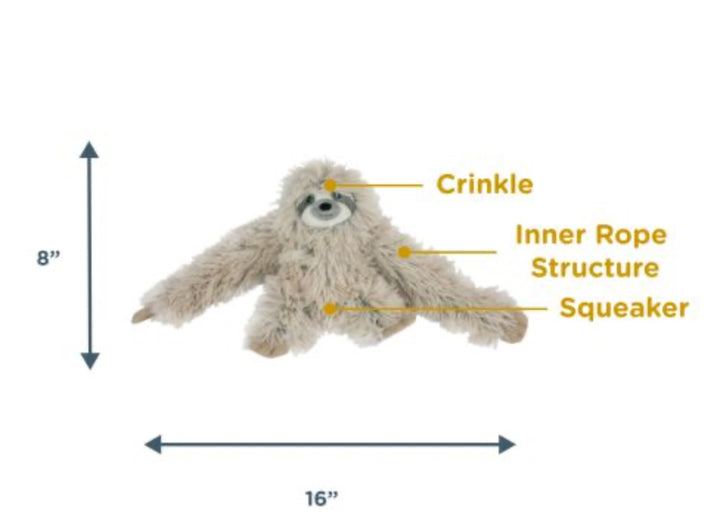 Rope Body Sloth Squeaker Toy