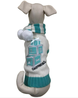 Sniffany Blocks Sweater with Pompom Scarf