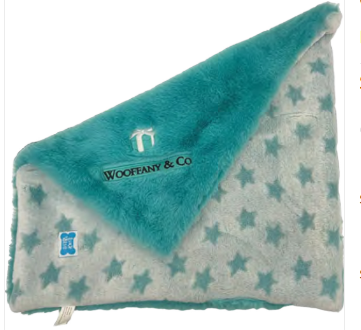 Woofany & Co Blue Box Embroidery Plush Blanket