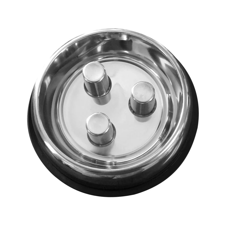 Brake-Fast No Tip Stainless Steel Slow Feed Dog Bowl