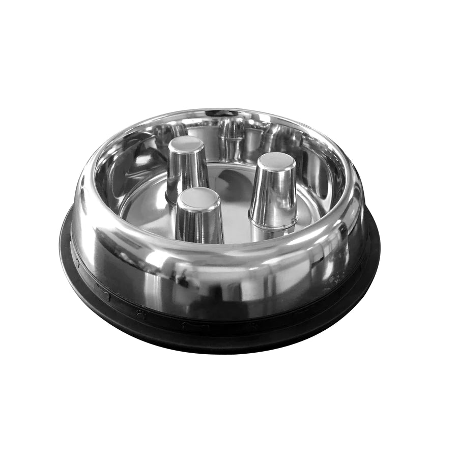 Brake-Fast No Tip Stainless Steel Slow Feed Dog Bowl